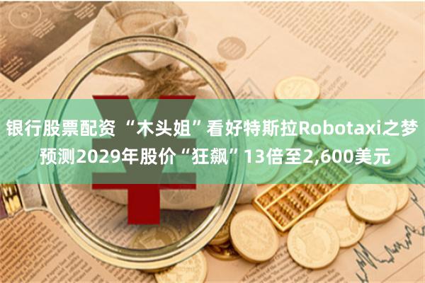 银行股票配资 “木头姐”看好特斯拉Robotaxi之梦 预测2029年股价“狂飙”13倍至2,600美元